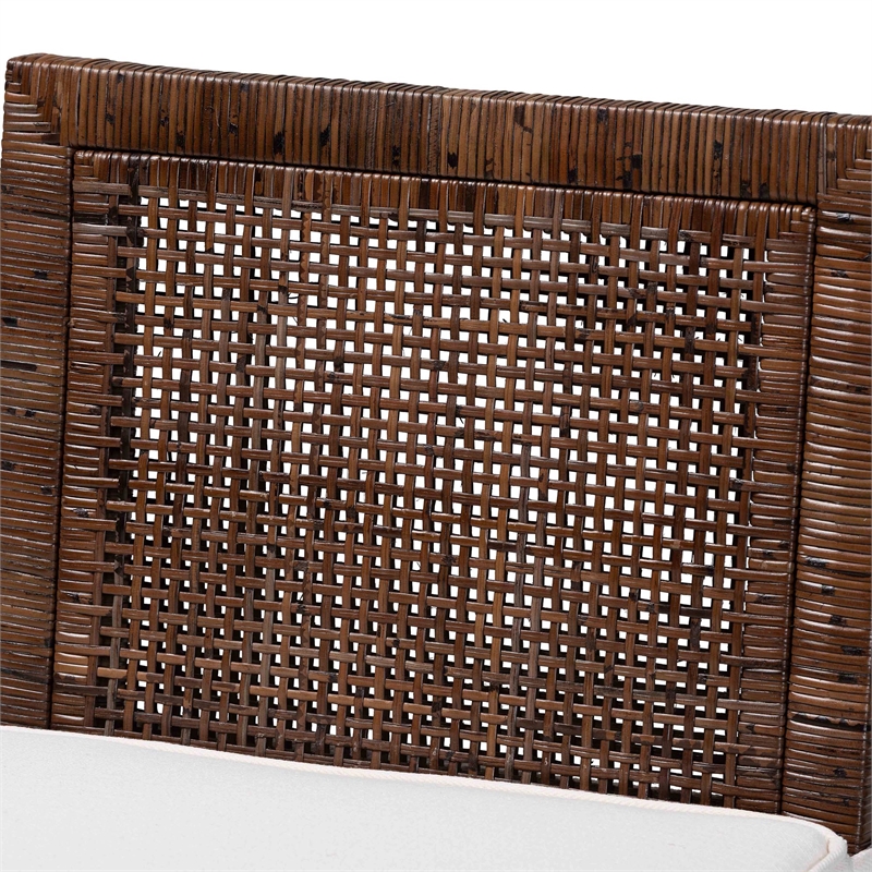 bali & pari Sofia Rattan Counter Stool with Mahogany Wood Frame Antique Coffee