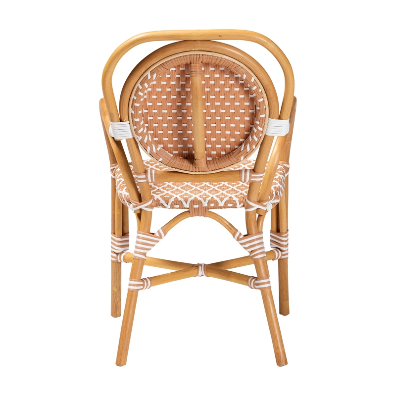 bali & pari Mattie Rattan Bistro Chair Handwoven Cafe-Style Dining Chair Beige