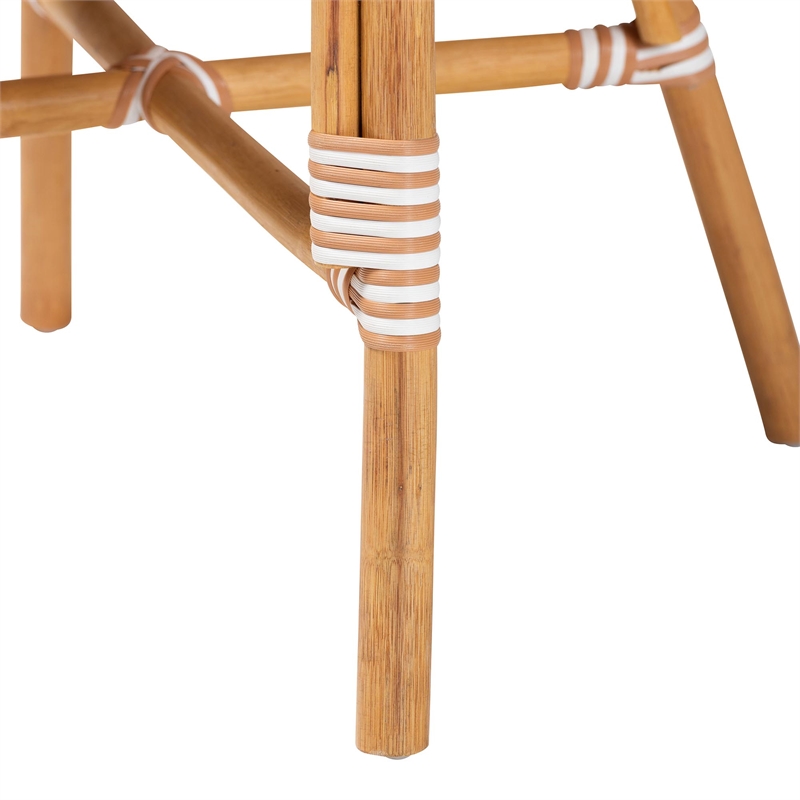 bali & pari Mattie Rattan Bistro Chair Handwoven Cafe-Style Dining Chair Beige