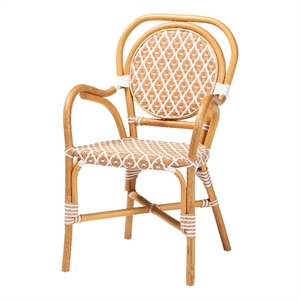 bali & pari Mattie Rattan Bistro Chair Handwoven Cafe-Style Dining Chair Beige
