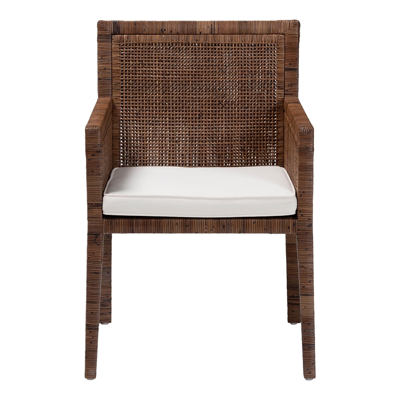 bali & pari Karis Rattan Dining Chair with Cushion Antique Coffee