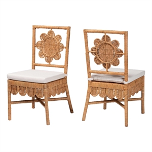 bali & pari Abagale Natural Rattan 2-Piece Dining Chair Set