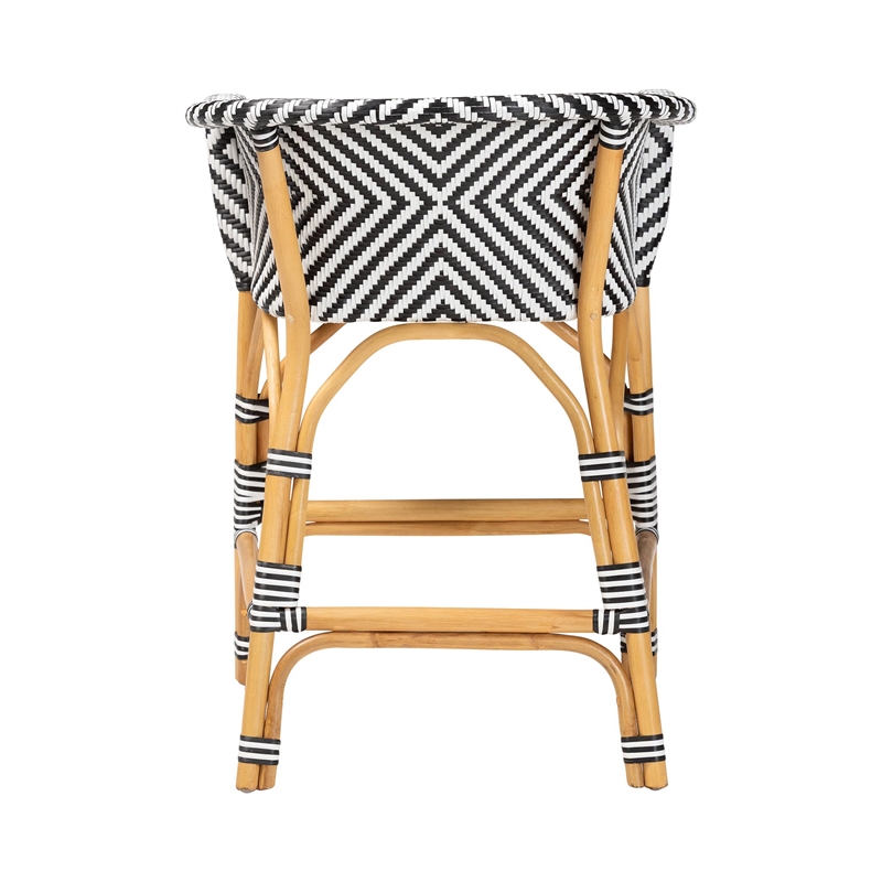 bali & pari Max Rattan Bistro Counter Stool Handwoven Cafe-Style Accent Seating