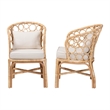 bali & pari Prisca Natural Rattan 2-Piece Dining Chair Set with Bubble Frame