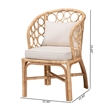 bali & pari Prisca Natural Rattan 2-Piece Dining Chair Set with Bubble Frame