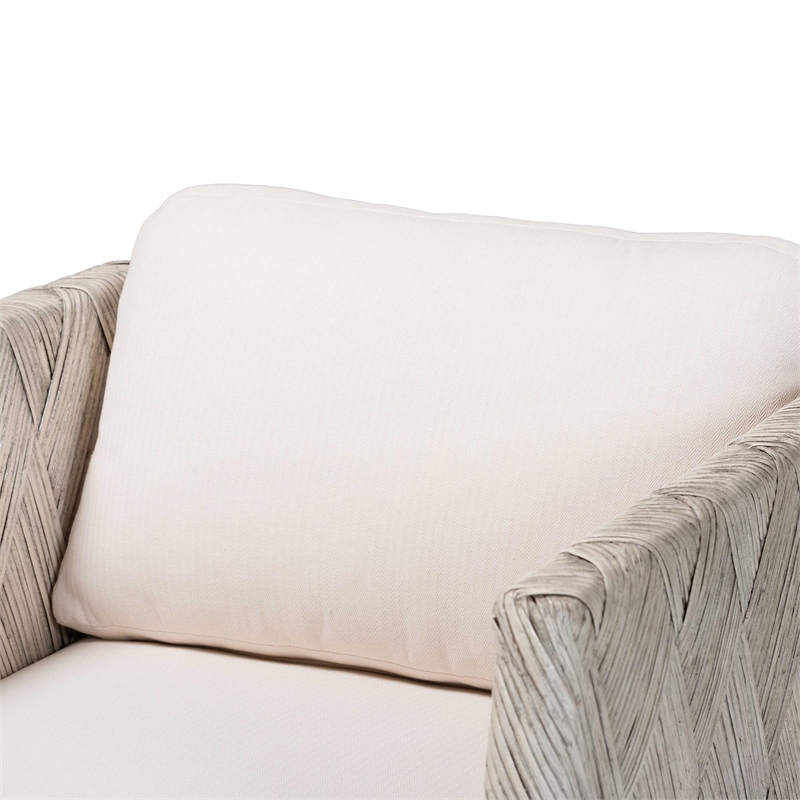 bali & pari Melbourne Natural Rattan Lounge Chair Handwoven Wicker Armchair