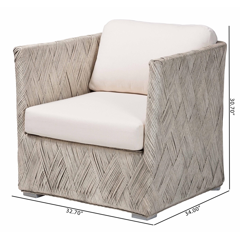 bali & pari Melbourne Natural Rattan Lounge Chair Handwoven Wicker Armchair