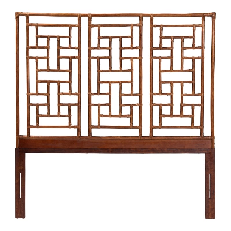 bali & pari Jamuna Marbled Tortoise Natural Rattan Headboard Queen