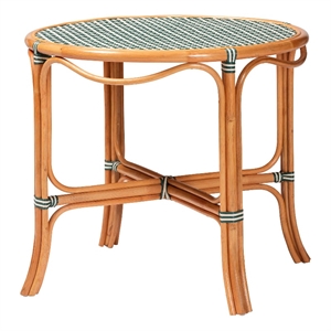 bali & pari Mattie Natural Rattan Round Bistro Dining Table Green