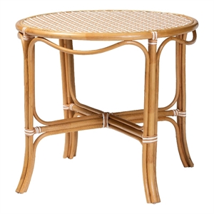 bali & pari Mattie Natural Rattan Round Bistro Dining Table Beige