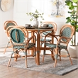 bali & pari Mattie Natural Rattan Bistro Dining Set 5-Piece Cafe-Style Set Green