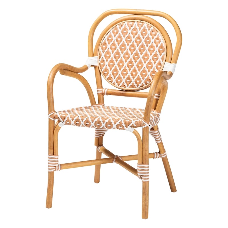 bali & pari Mattie Natural Rattan Bistro Dining Set 5-Piece Cafe-Style Set Beige