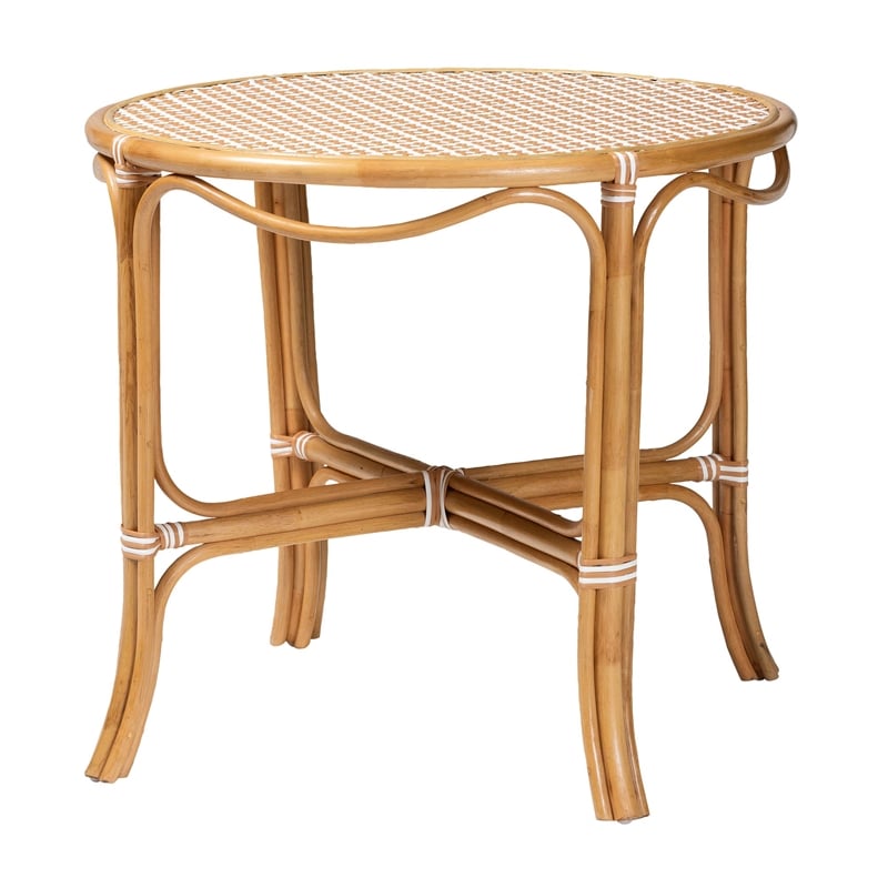 bali & pari Mattie Natural Rattan Bistro Dining Set 5-Piece Cafe-Style Set Beige