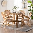 bali & pari Mattie Natural Rattan Bistro Dining Set 5-Piece Cafe-Style Set Beige