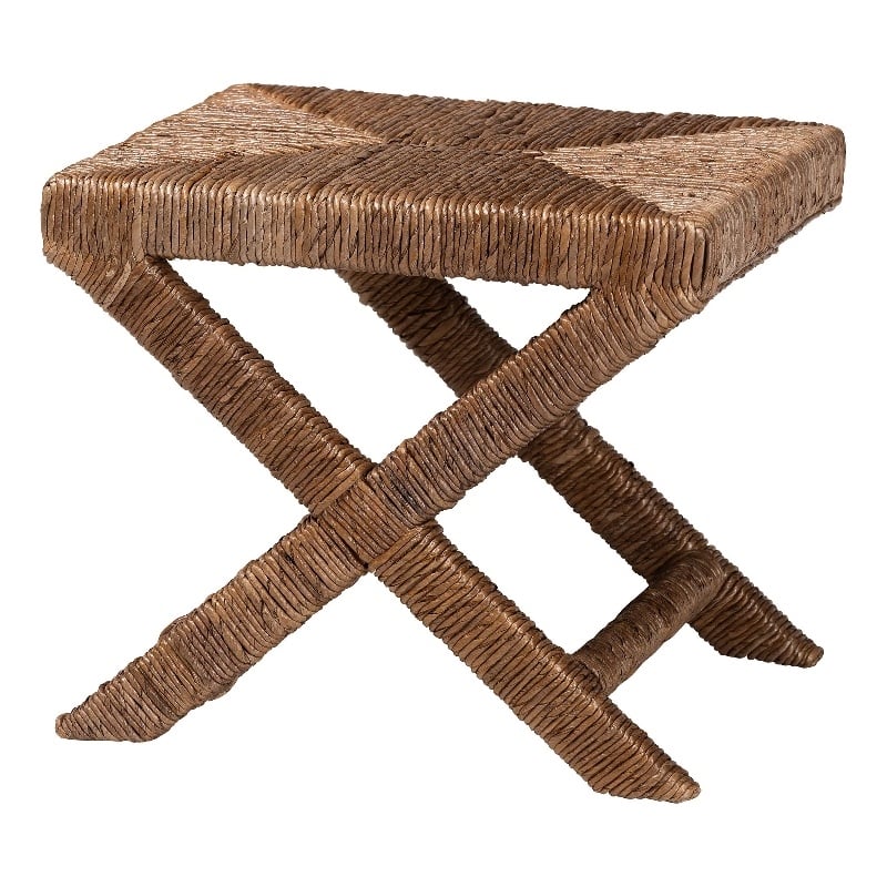 bali & pari Alda Woven Seagrass Ottoman Handwoven Wicker Accent Stool