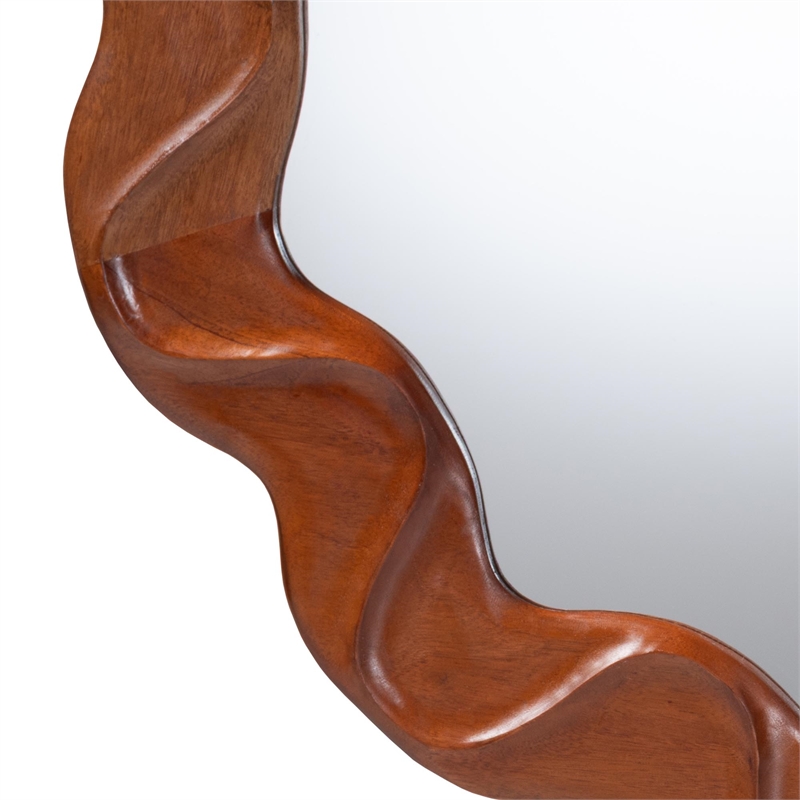 bali & pari Bahati Round Wall Mirror with Sculpted Wavy Frame