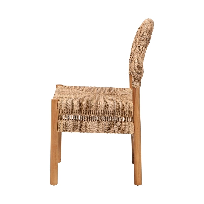 bali & pari Cavo Handwoven Seagrass Dining Chair Natural Fiber Wicker Side Chair
