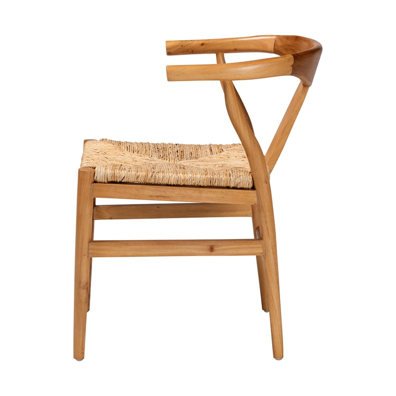 bali & pari Fika Dining Chair with Woven Seagrass Seat Handwoven Wicker Armchair