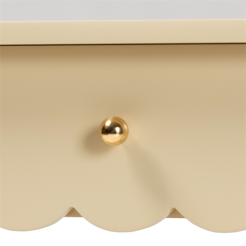 bali & pari Liba Console Table 3-Drawer Accent Table with Scalloped Detailing