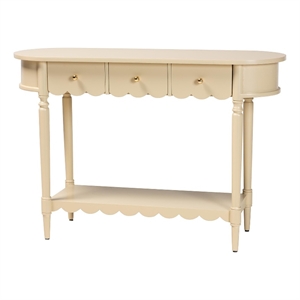 bali & pari Liba Console Table 3-Drawer Accent Table with Scalloped Detailing
