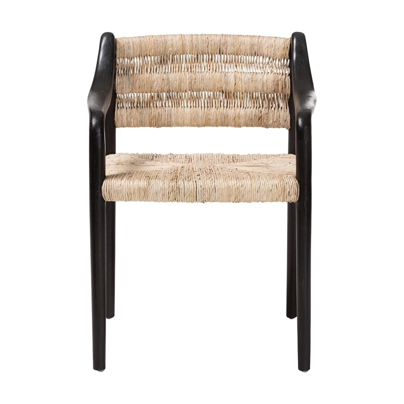 bali & pari Onda Handwoven Seagrass Dining Chair Natural Fiber Wicker Armchair