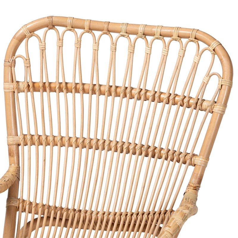 bali & pari Mahin Natural Rattan Rocking Chair Handwoven Wicker Accent Rocker