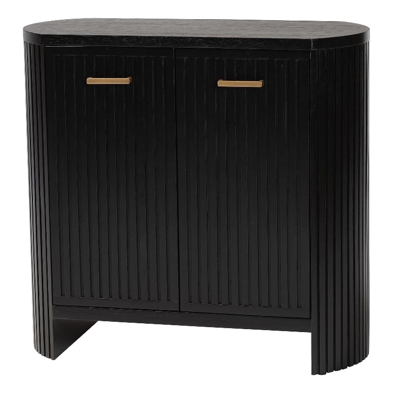 bali & pari Keshet Fluted Wood Storage Cabinet 2-Door Accent Cabinet