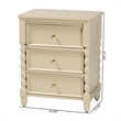 bali & pari Kyla Nightstand with Spindle Legs 3-Drawer Bedside Table