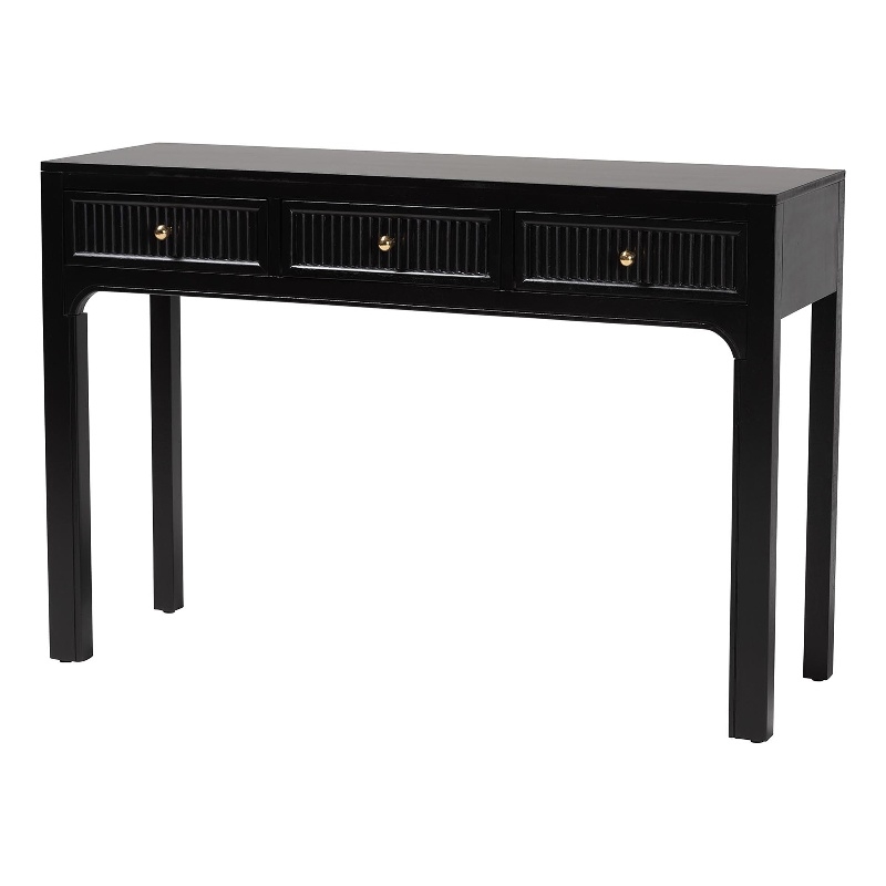 bali & pari Leah Console Table 3-Drawer Accent Table with Fluted Wood Detailing