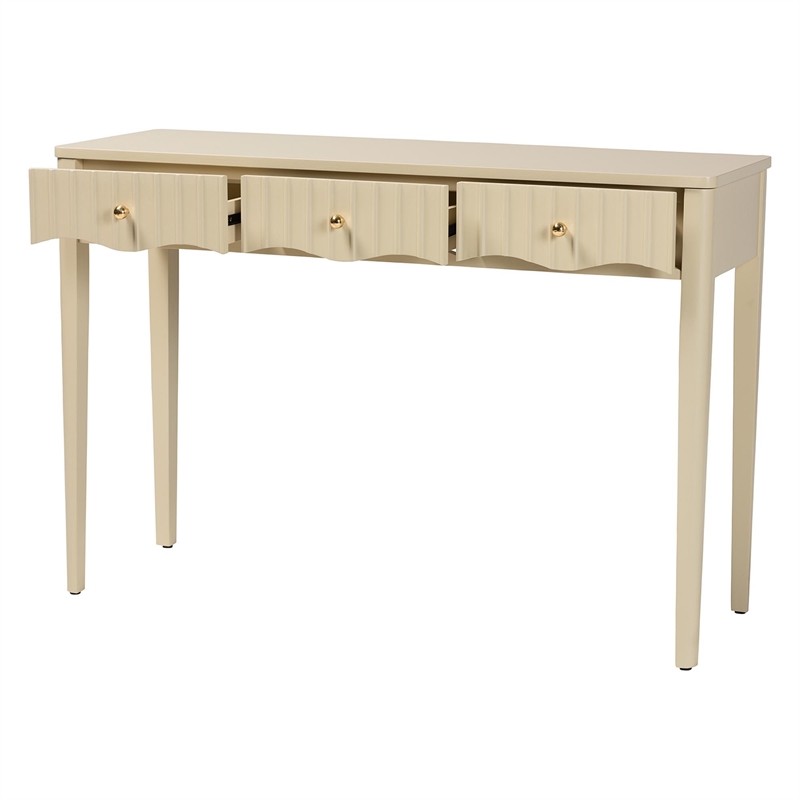 bali & pari Leeba Console Table 3-Drawer Accent Table with Fluted Wood