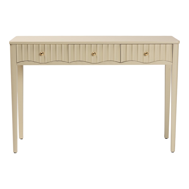 bali & pari Leeba Console Table 3-Drawer Accent Table with Fluted Wood
