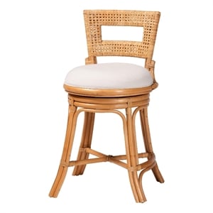 bali & pari Amina Natural Rattan Counter Stool with Upholstered Cushion
