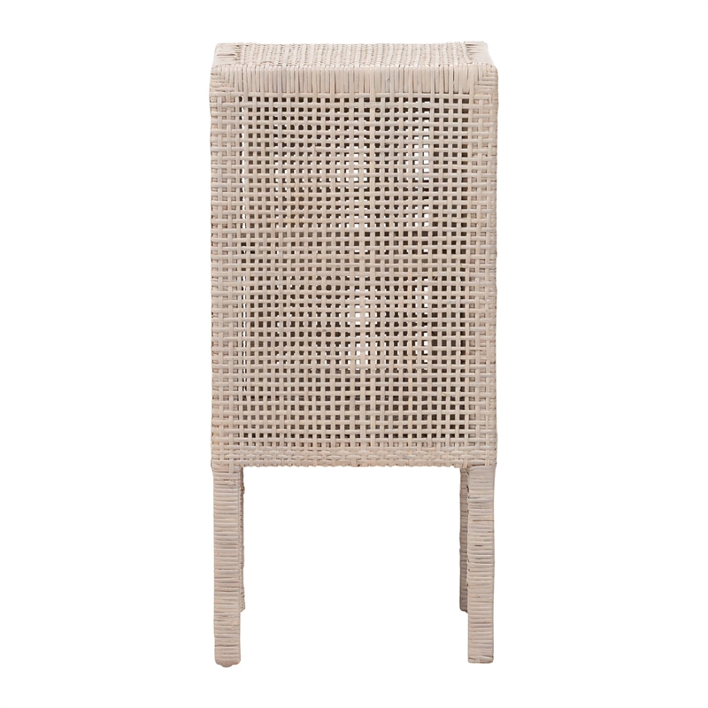 bali & pari Vivan Natural Rattan Nightstand Accent Bedside Table French Grey