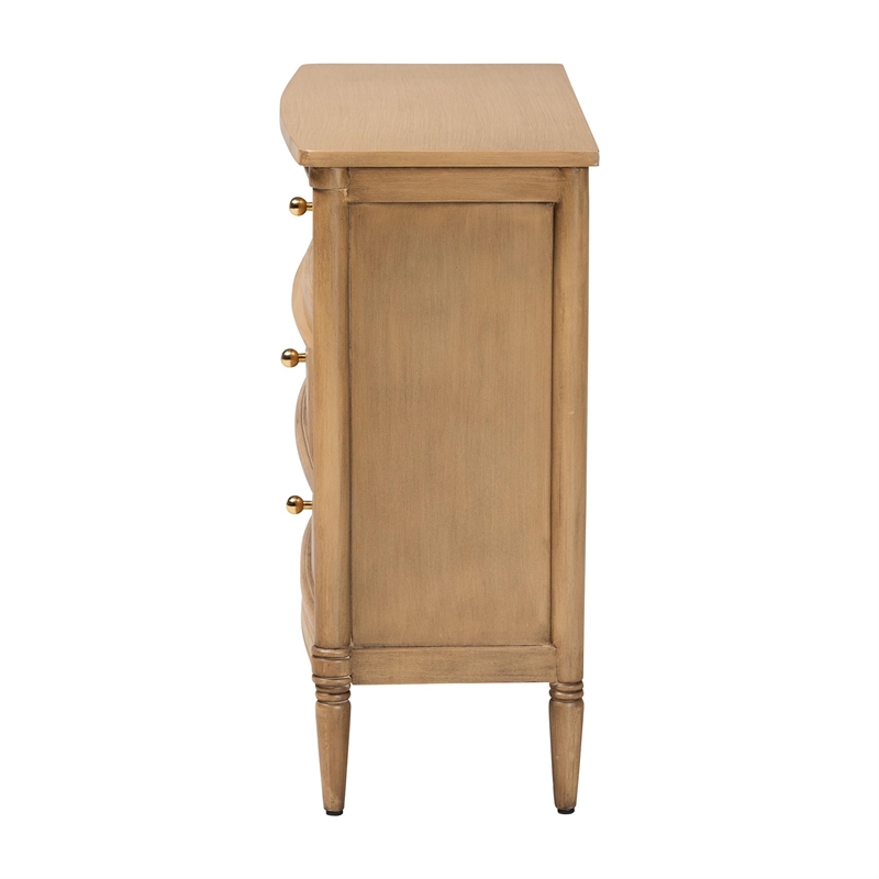 bali & pari Karmel Chest 3-Drawer Storage Chest with Curved Front and Legs