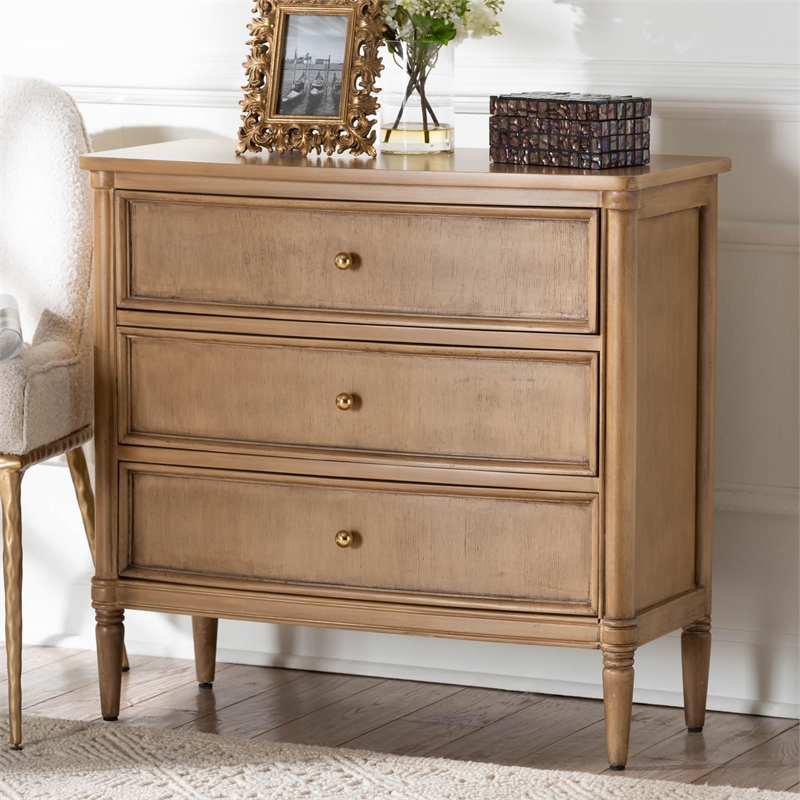 bali & pari Karmel Chest 3-Drawer Storage Chest with Curved Front and Legs