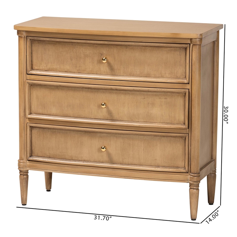 bali & pari Karmel Chest 3-Drawer Storage Chest with Curved Front and Legs
