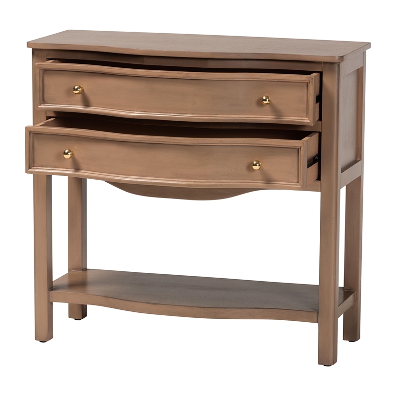 bali & pari Kelila Console Table with Curved Front 2-Drawer Entryway Table