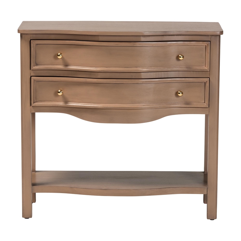 bali & pari Kelila Console Table with Curved Front 2-Drawer Entryway Table