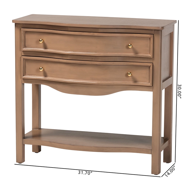 bali & pari Kelila Console Table with Curved Front 2-Drawer Entryway Table