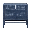 bali & pari Vivan Natural Rattan Storage Cabinet 2-Tier Accent Cabinet Navy Blue