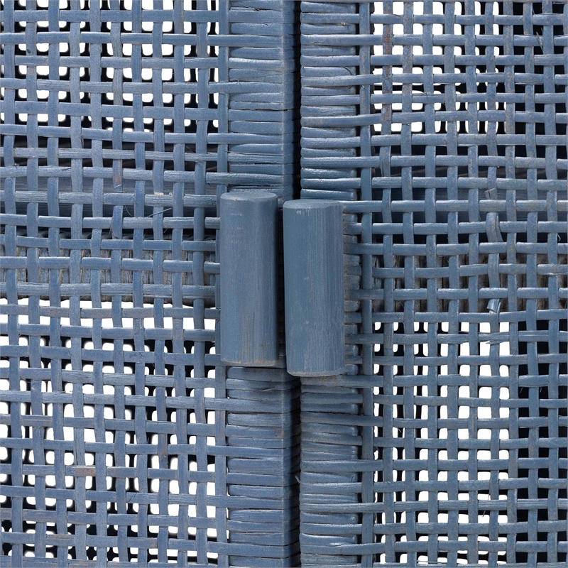 bali & pari Vivan Natural Rattan Storage Cabinet 2-Tier Accent Cabinet Navy Blue