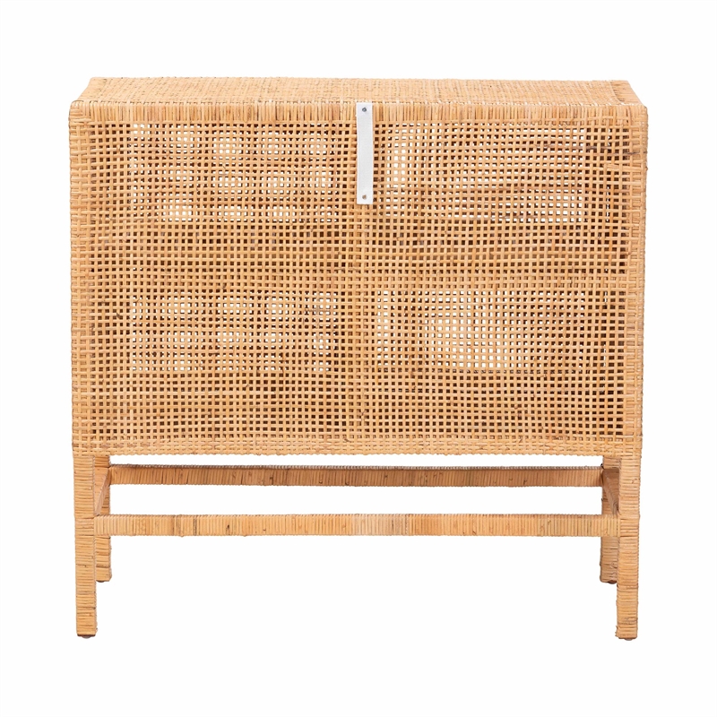bali & pari Vivan Natural Rattan Storage Cabinet 2-Tier Accent Cabinet Brown