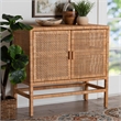 bali & pari Vivan Natural Rattan Storage Cabinet 2-Tier Accent Cabinet Brown