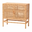 bali & pari Vivan Natural Rattan Storage Cabinet 2-Tier Accent Cabinet Brown
