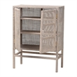 bali & pari Vivan Natural Rattan Storage Cabinet 3-Tier Accent Cabinet Grey