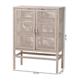 bali & pari Vivan Natural Rattan Storage Cabinet 3-Tier Accent Cabinet Grey