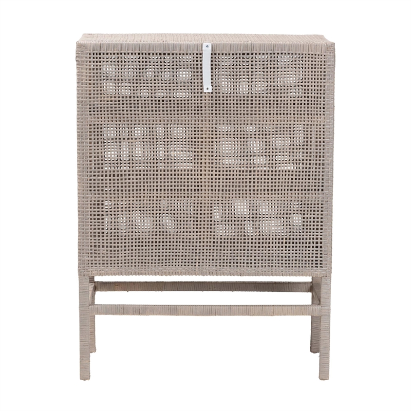 bali & pari Vivan Natural Rattan Storage Cabinet 3-Tier Accent Cabinet Grey
