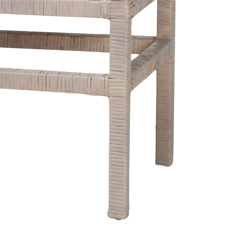 bali & pari Vivan Natural Rattan Storage Cabinet 3-Tier Accent Cabinet Grey