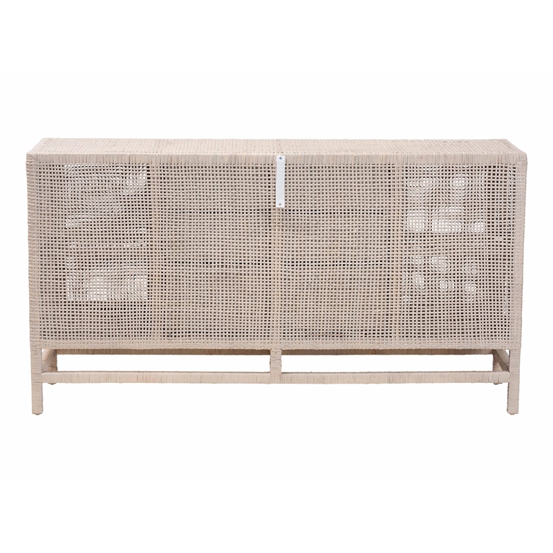 bali & pari Vivan Natural Rattan Storage Cabinet 3-Drawer Accent Cabinet Grey