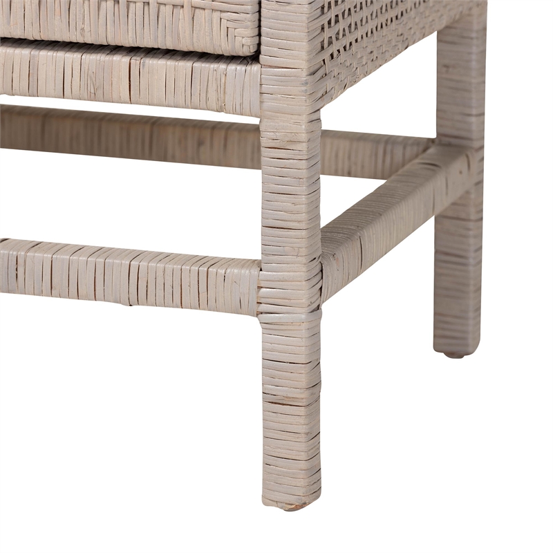 bali & pari Vivan Natural Rattan Storage Cabinet 2-Tier Accent Cabinet Grey